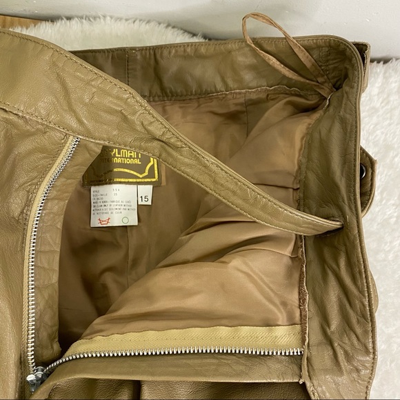 Vintage women’s Stylman Brown/Tan High Waist Pleated Leather Pants Size 15 - Picture 11 of 15